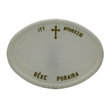 Fejfatábla műanyag ovális katolikus fehér