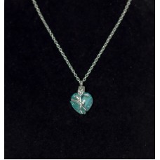 Kegyeleti ékszer virág szív alakú kék ékkővel