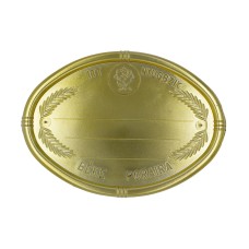 Fejfatábla műanyag fémgőzölt ovális rózsás arany színben