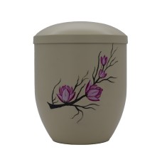 Urna fém fehér kézzel festett magnóliával