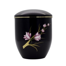 Urna fém fekete kézzel festett magnóliával