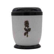 Urna fém fehér talpas rózsa fémrátéttel