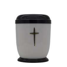 Urna fém fehér talpas kereszt fémrátéttel
