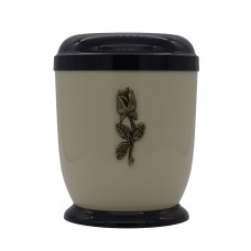 Urna fém bézs talpas rózsa fémrátéttel