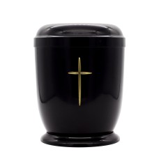 Urna fém fekete talpas kereszt fémrátéttel
