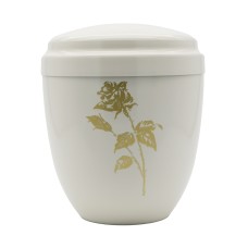 Urna fém fehér rózsa mintával