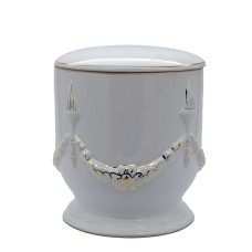 Urna kerámia aranyozott koszorús fehér