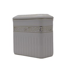 Urna kerámia aranyozott szögletes görög fehér Urna kerámia aranyozott szögletes görög fehér