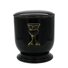 Urna kerámia aranyozott kelyhes fekete