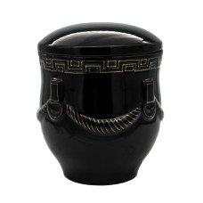 Urna kerámia aranyozott füzéres fekete