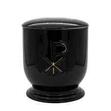 Urna kerámia aranyozott pax jellel fekete Urna kerámia aranyozott pax jellel fekete
