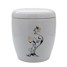 Urna kerámia mázas matricás íriszes fehér Urna kerámia mázas matricás íriszes fehér