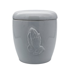 Urna kerámia mázas dürer kezes fehér Urna kerámia mázas dürer kezes fehér