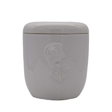 Urna kerámia mázas rózsás fehér Urna kerámia mázas rózsás fehér