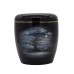 Urna kerámia kézzel festett tájkép mintával fekete színben Urna kerámia kézzel festett tájkép mintával fekete színben