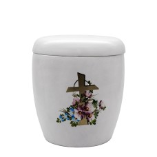 Urna kerámia kézzel festett kereszt mintával