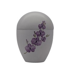 Urna kerámia kézzel festett orchidea mintával fehér