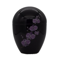 Urna kerámia kézzel festett orchidea mintával fekete