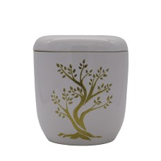Urna kerámia kézzel festett életfa mintával fehér