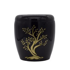 Urna kerámia kézzel festett életfa mintával fekete