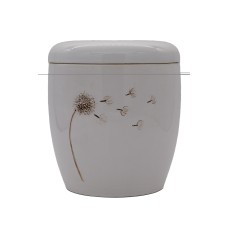 Urna kerámia kézzel festett pitypang mintával fehér