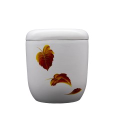 Urna kerámia kézzel festett őszi falevél mintával