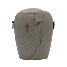 Urna kompozit gyászfátyol fehér márvány keresztes