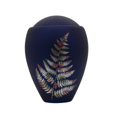 Exkluzív matt fekete üvegopál urna páfrány mintával