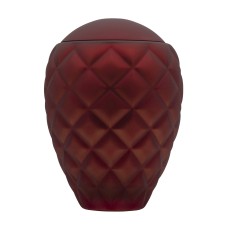 Exkluzív modern matt bordó toboz üvegopál urna
