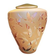 Exkluzív arany  üvegopál urna arany bambuszlevél mintával