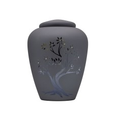 Exkluzív matt kobaltkék üvegopál urna életfa mintával