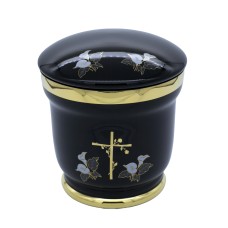 Üvegopál urna kereszt mintával fekete színben