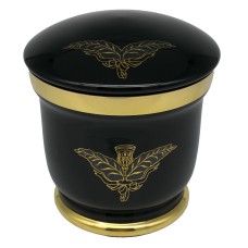 Üvegopál urna kehely mintával fekete színben