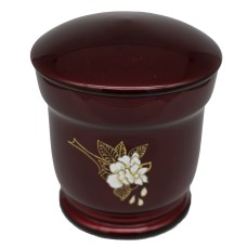 Üvegopál urna rózsa mintával bordó színben