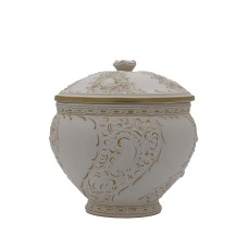 Zsolnay urna fehér színben arany mintával