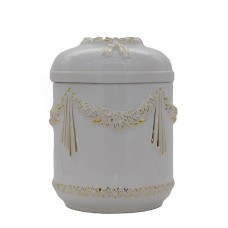 Zsolnay füzéres urna fehér színben arany mintával